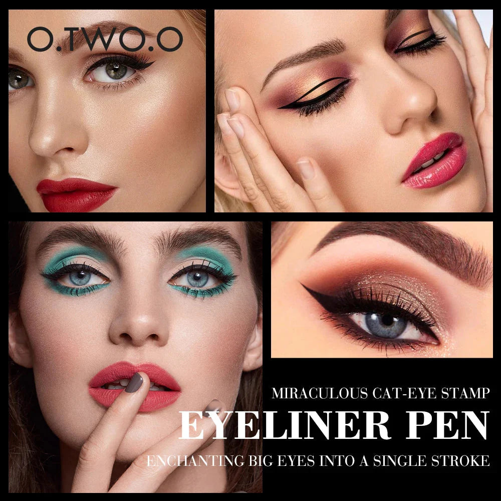 O.TWO.O Eyeliner Stamp Black Liquid Eyeliner Pen Waterproof Fast Dry Double-ended Eye Liner Pencil Make-up for Women Cosmetics - My store