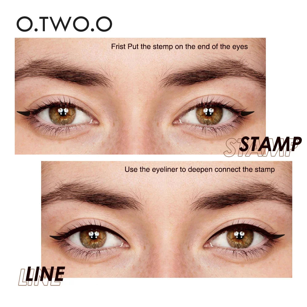 O.TWO.O Eyeliner Stamp Black Liquid Eyeliner Pen Waterproof Fast Dry Double-ended Eye Liner Pencil Make-up for Women Cosmetics - My store