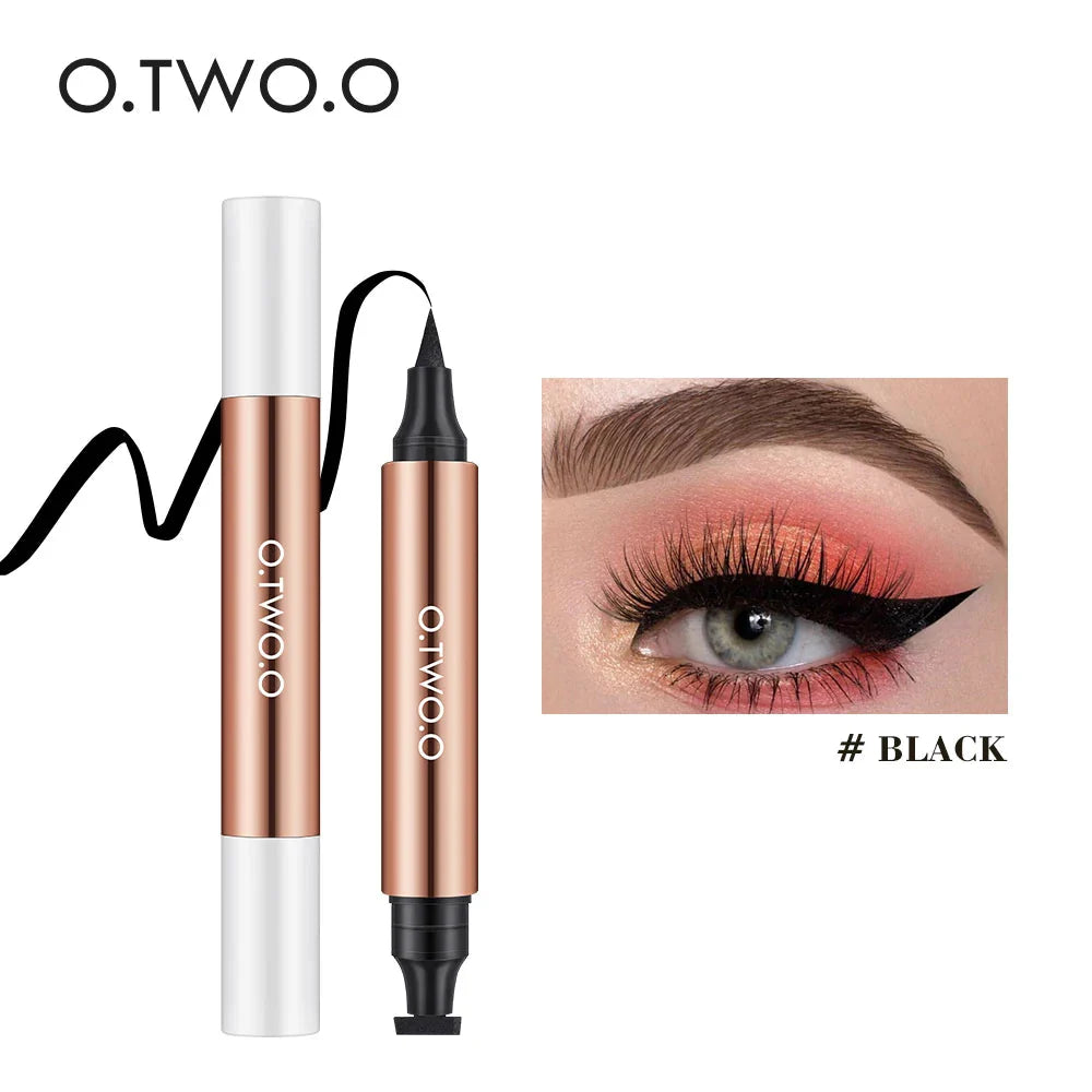 O.TWO.O Eyeliner Stamp Black Liquid Eyeliner Pen Waterproof Fast Dry Double-ended Eye Liner Pencil Make-up for Women Cosmetics - My store