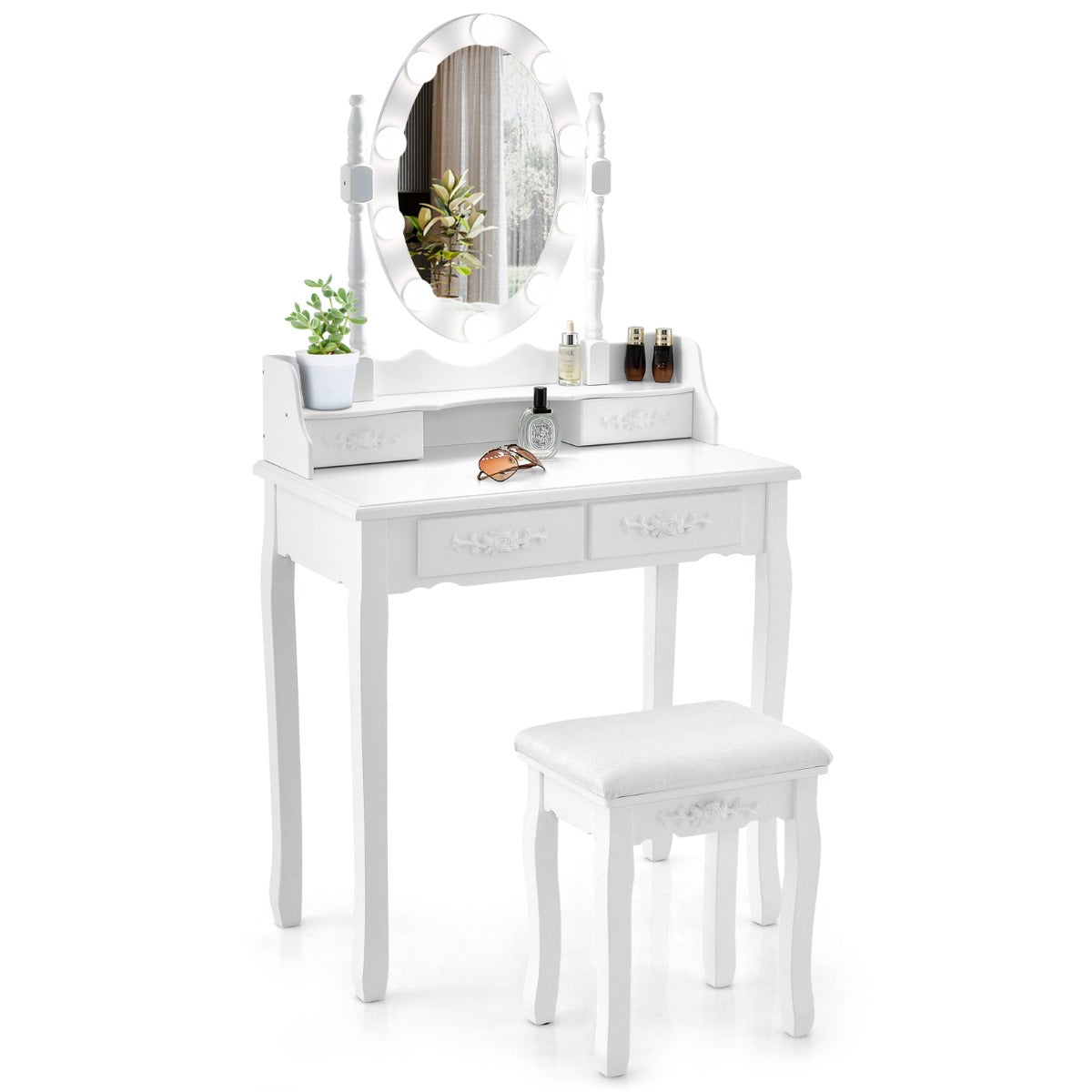 NNECW Makeup Dressing Table with Lighted Mirror for Women - My store